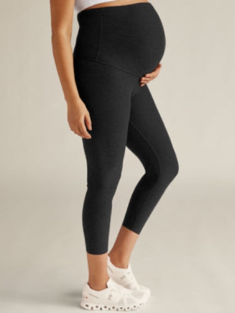 Beyond The Bump Black Spacedye Love The Bump Capri Maternity Legging Size L